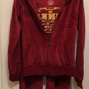 NEW- Vintage Y2K LIMITED EDITION PINK VS Velour  Burgundy Hoodie, size  S